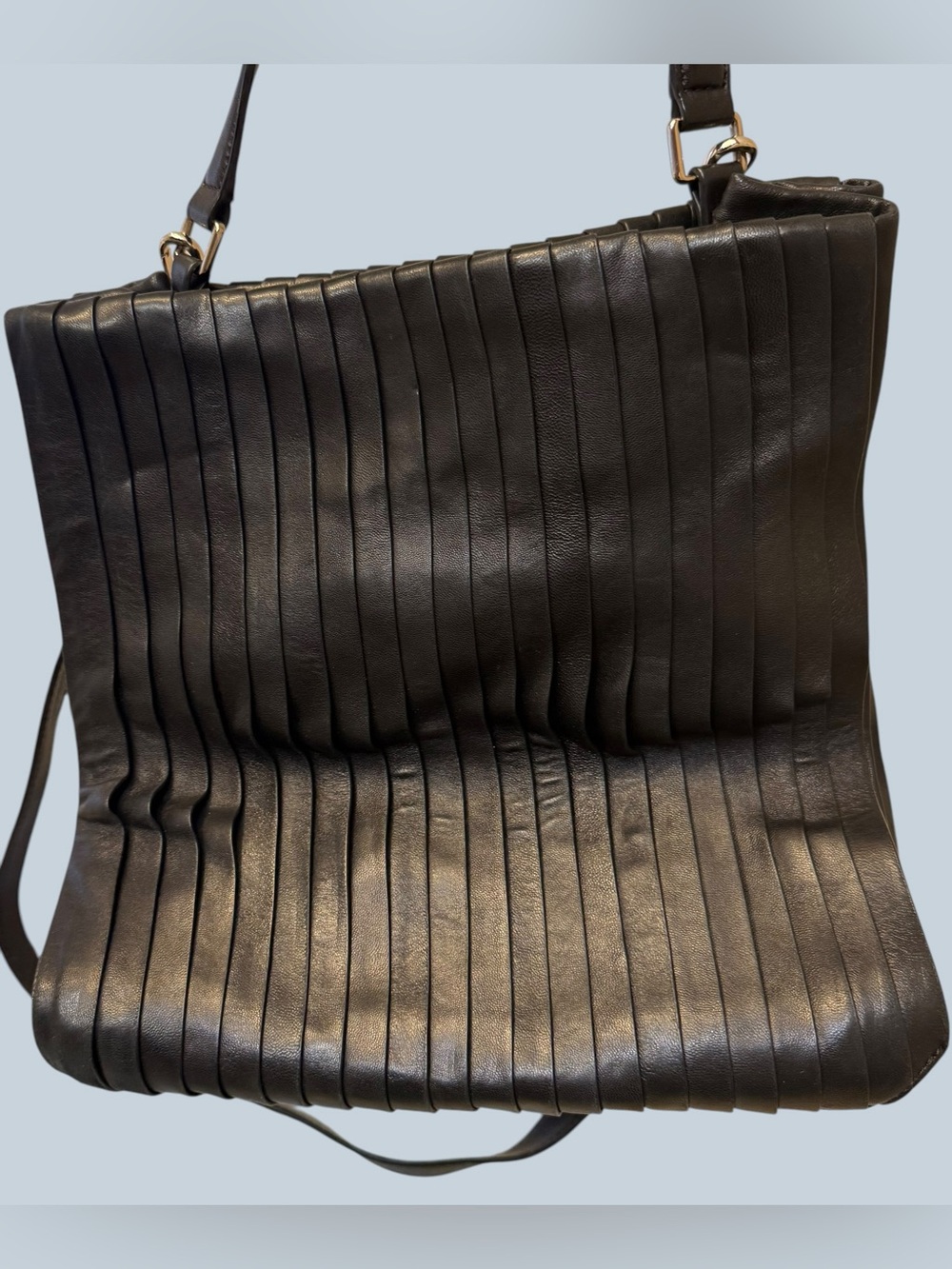 DKNY Black Pleated BUTTERY Leather Shoulder and Crossbody Bag